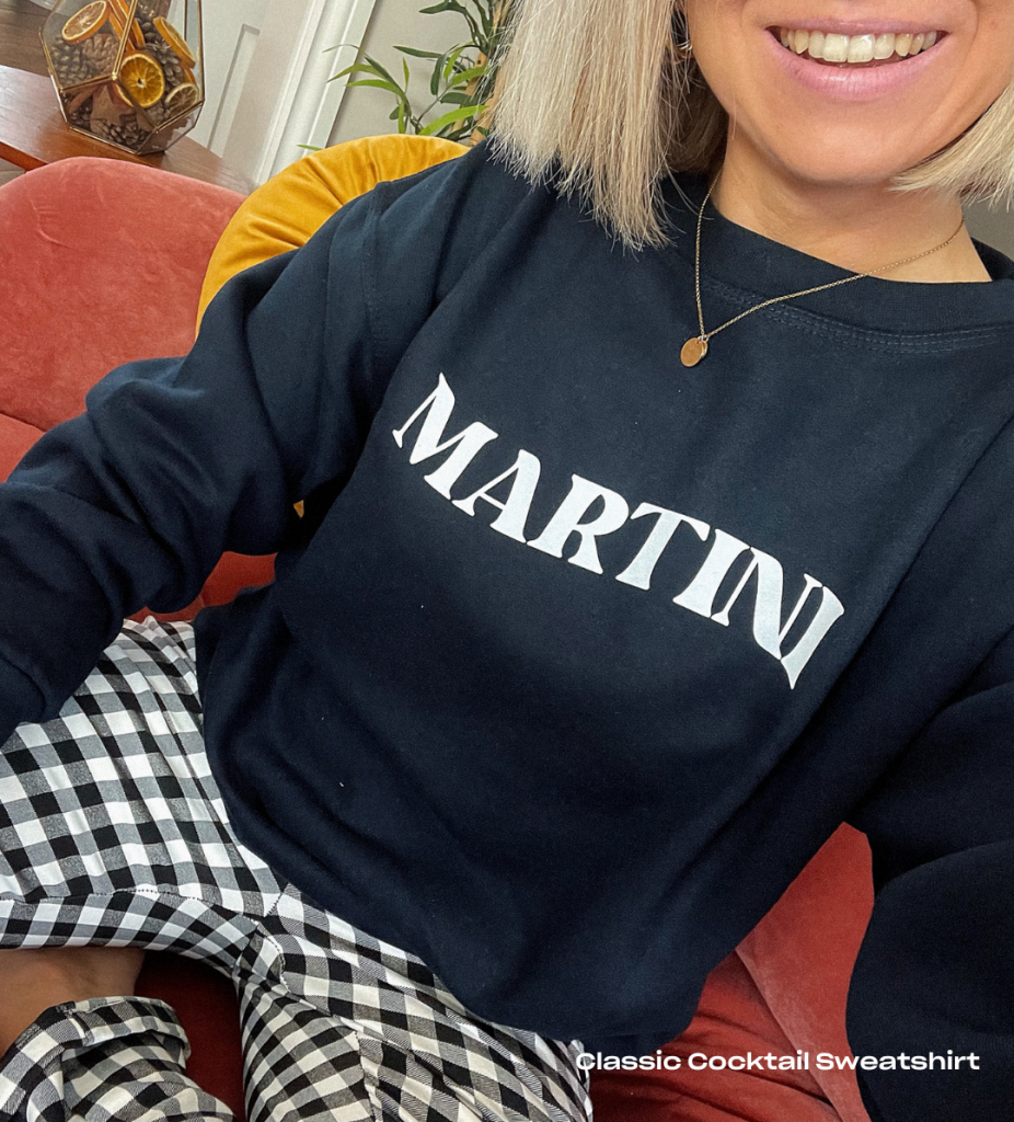 black martini slogan sweatshirt from rock on ruby