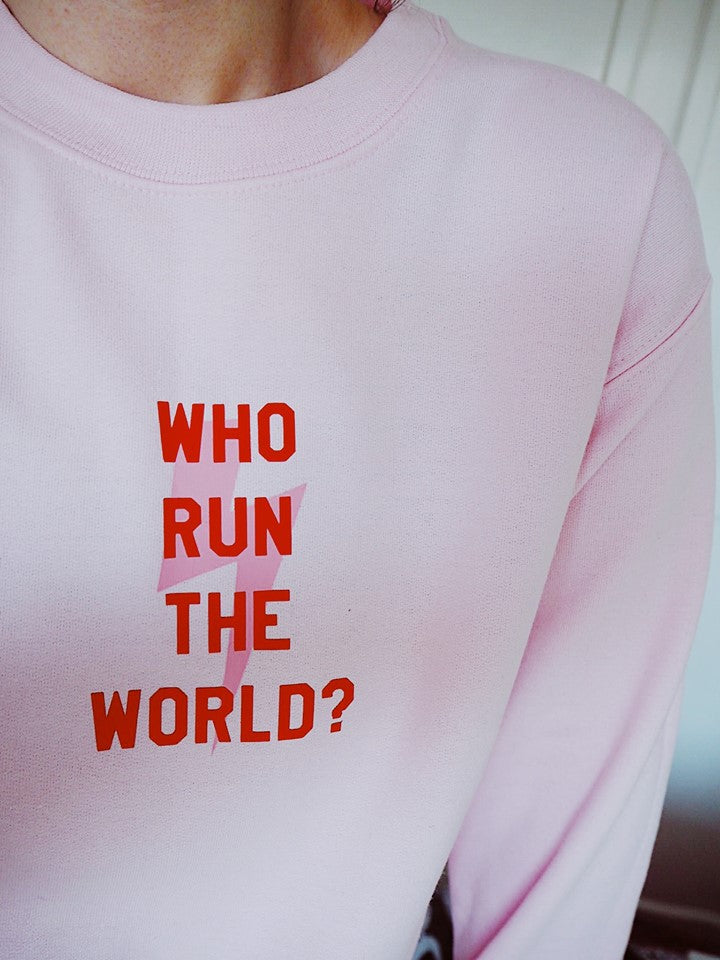 Pink sweatshirt with feminist Slogan from Rock On Ruby