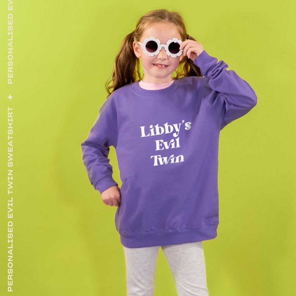 lilac personalised name Evil twin slogan sweatshirt