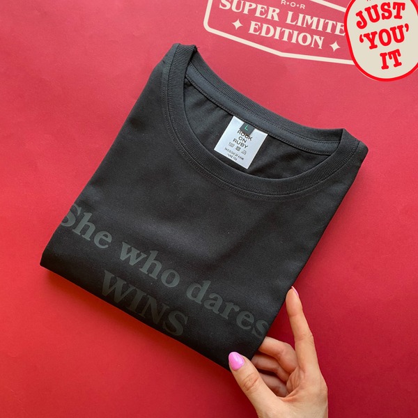 custom slogan t-shirt in black with black text