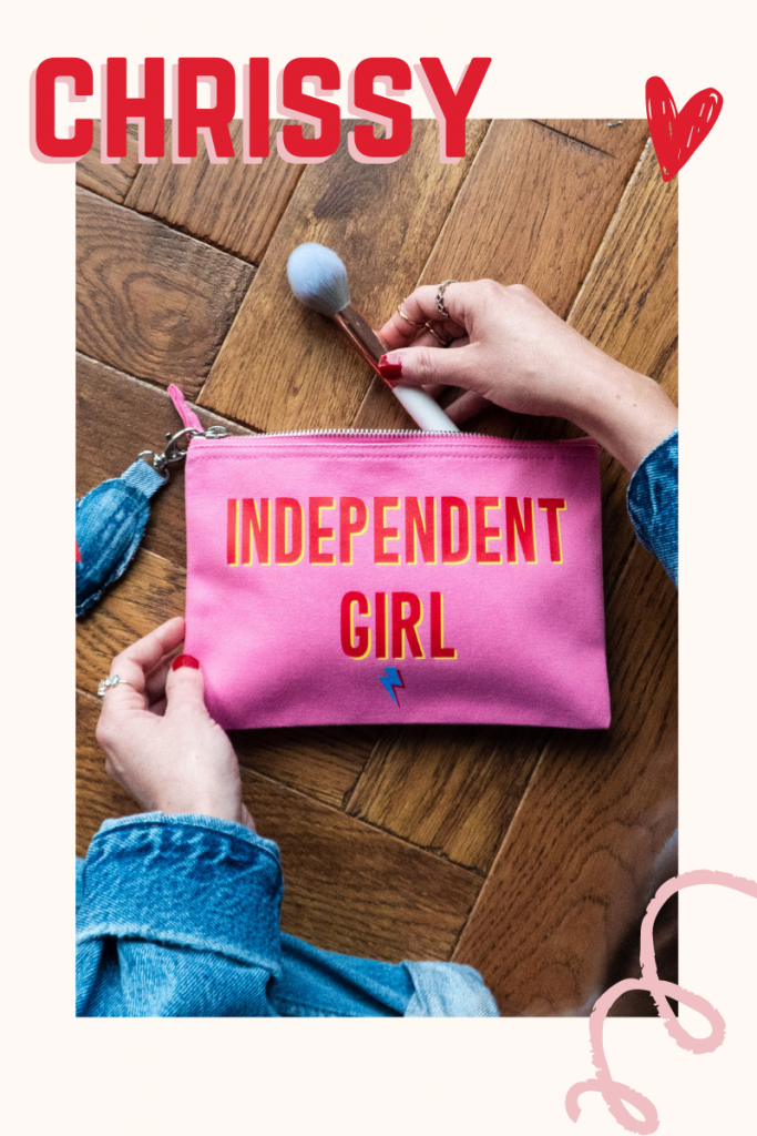 funny independent girl slogan make up bag from rock on ruby