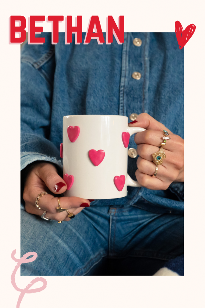 heart polymer clay mug for valentines day from rock on ruby