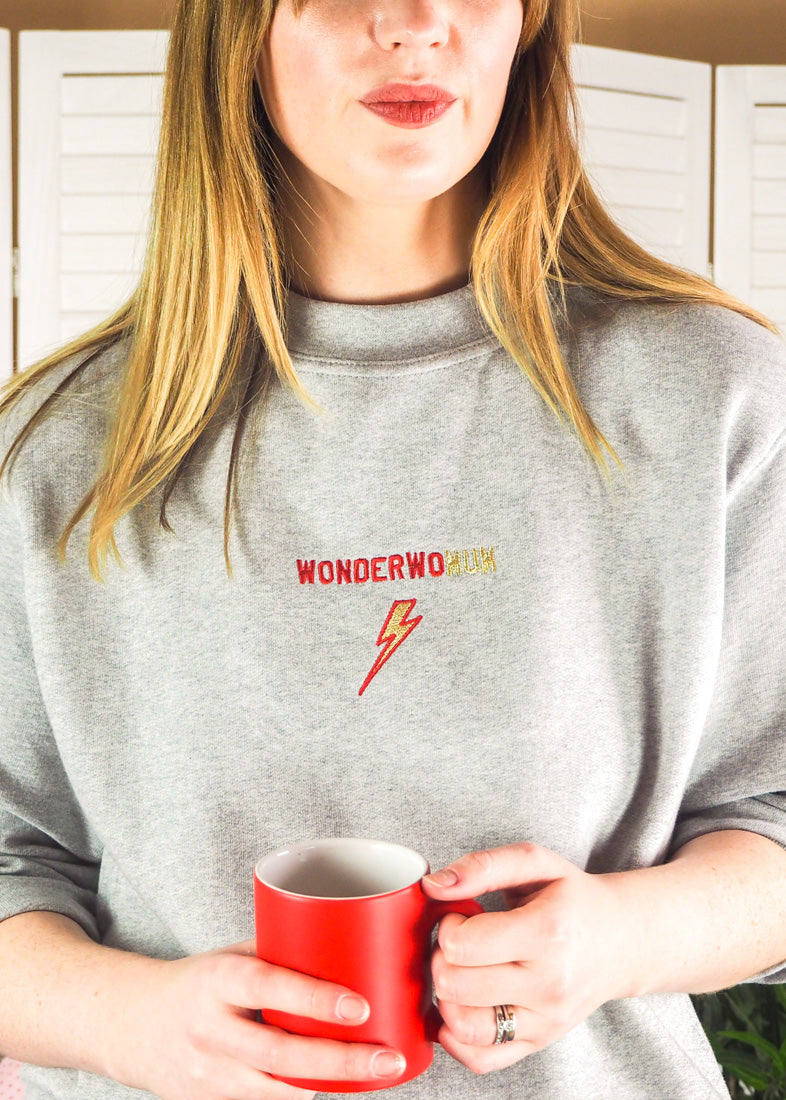 Wonderwomum slogan sweatshirt for mum from Rock On Ruby