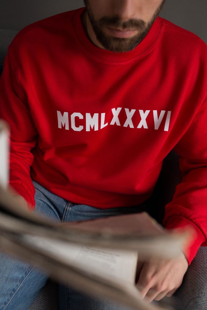 Personalised roman numerals sweater from Rock On Ruby 