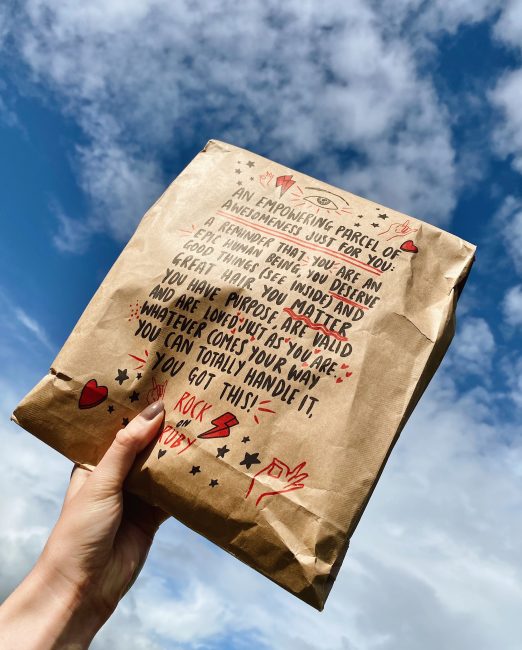 brown paper packaging for clothing company rock on ruby