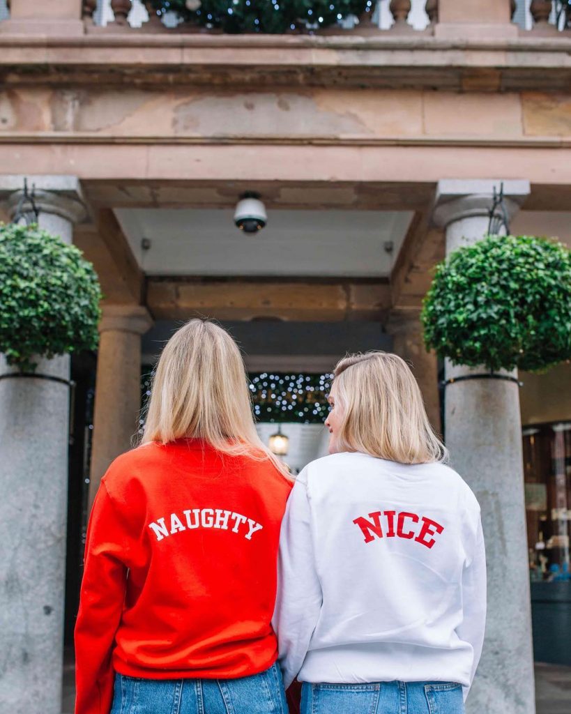 naughty and nice matching christmas jumpers from rock on ruby