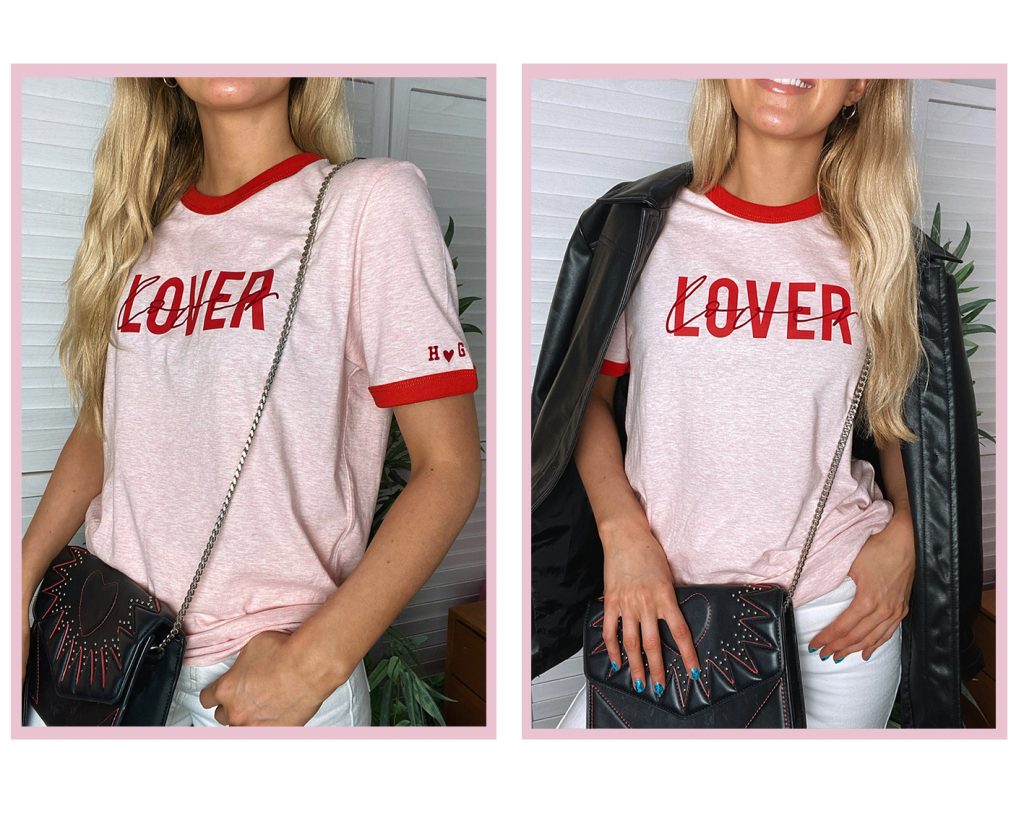 Lover, Valentine's Day, Gifts For Her, What to Do on Valentine's Day, Birth Flower, LOVE, Galentine, Ethical Fashion, retro t-shirt, retro vibes, 90's vibes, varsity, Fairwear, What to do, What to wear