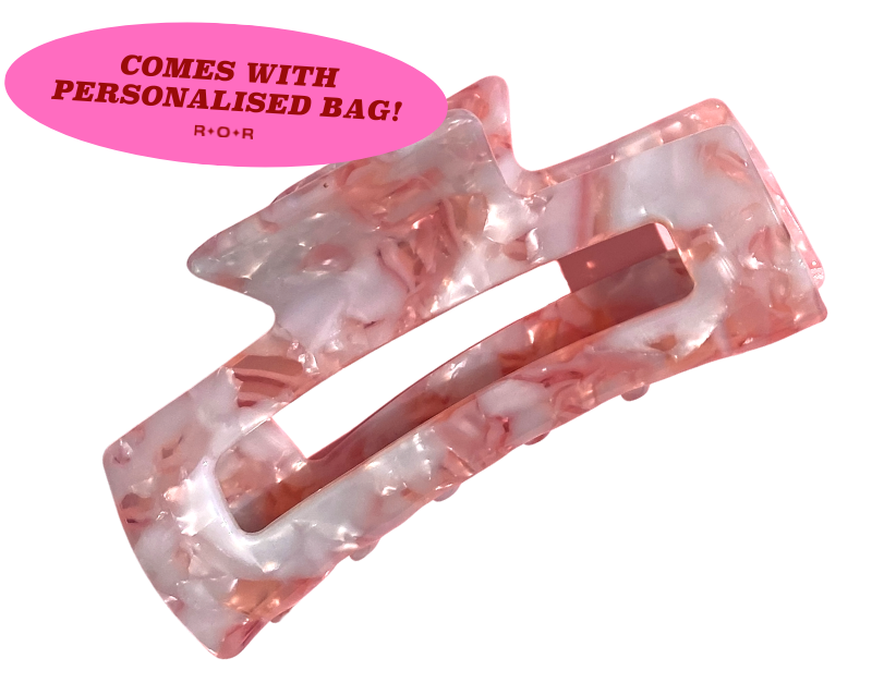 resin claw clip in pink from rock on ruby