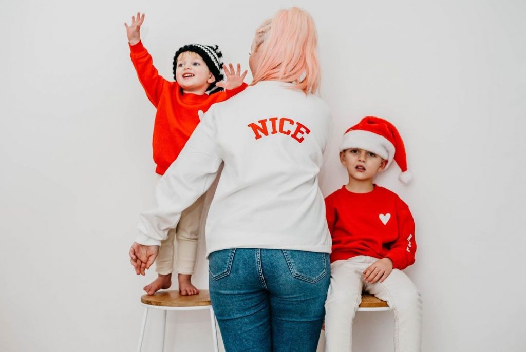 naughty or nice matching christmas jumpers from rock on ruby