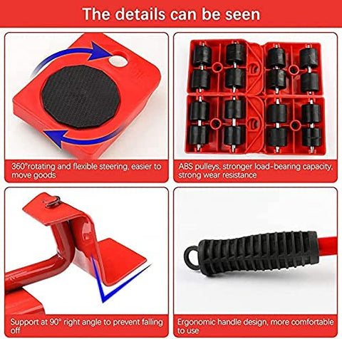 Furniture Jack Lifter Tool Transport Shifter Heavy Duty Appliance Rollers  Moving Wheel Sliders for Tile Floors Leverage Tools