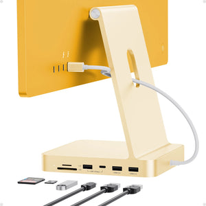 PULWTOP USB C Hub For iMac 24" M1/M3/M4 ( 7-in-1, M.2 SSD case, Yellow） - PULWTOP