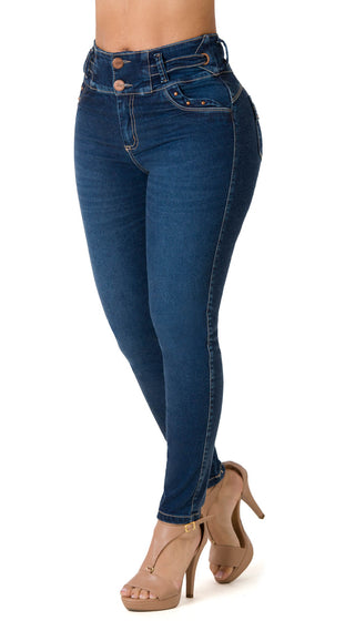 Jeans Levantacola Tiro Alto Con Desgaste 21282PAP-B