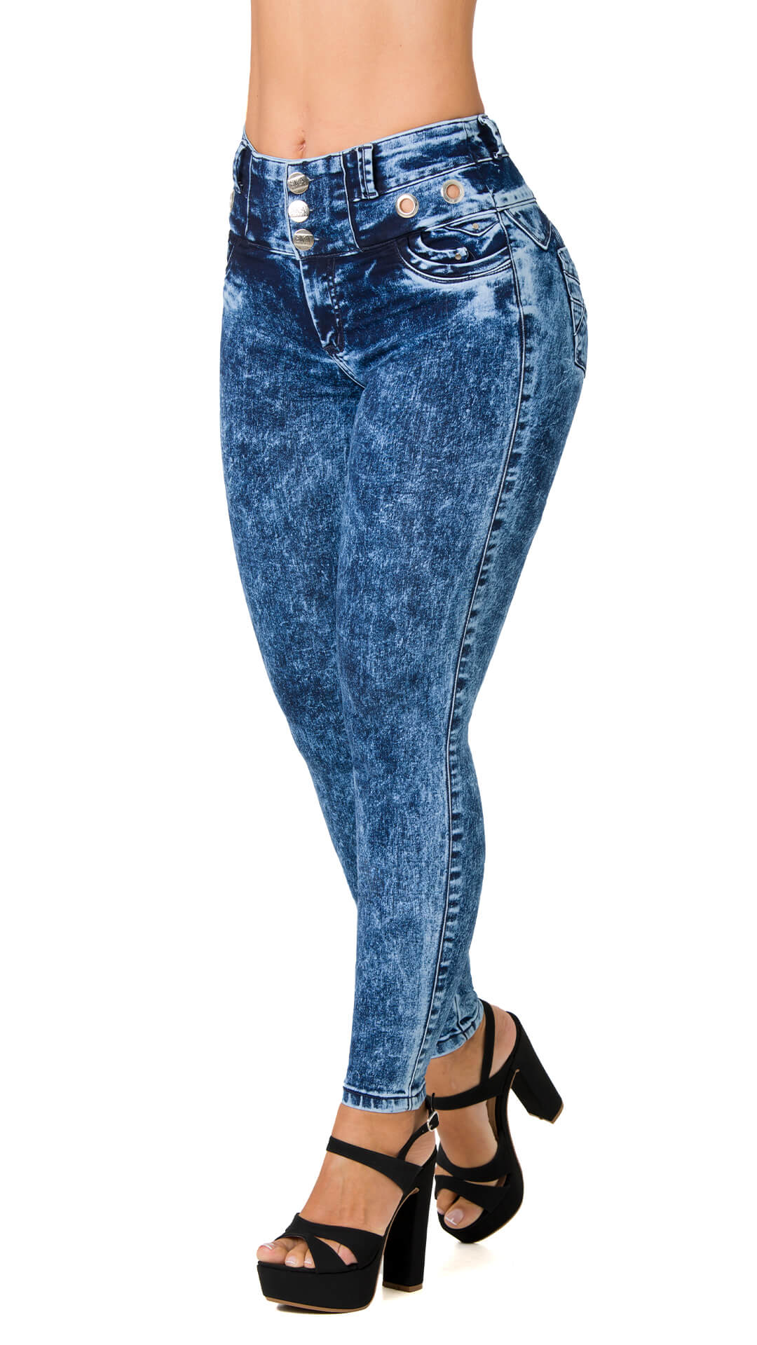High-rise Butt-Lifting Jeans with Cord Detail 52461PAP-N – Ska