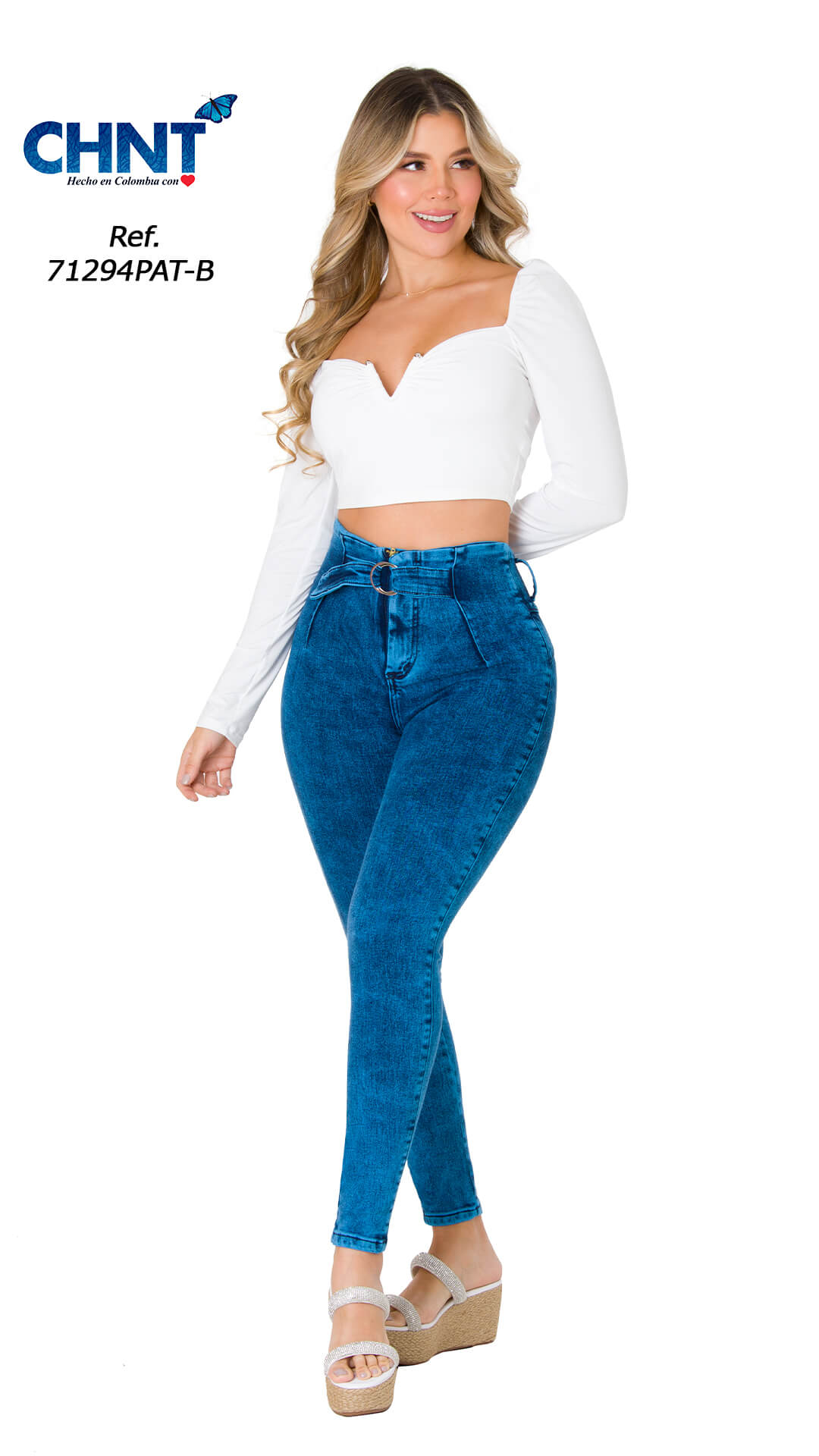 Jeans Mujer Corte Colombiano Streech Levanta Pompi Ref6326