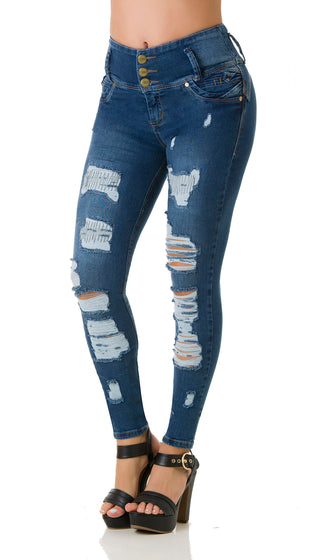 Jeans Tiro Alto Destroyer Con Faja Interna 52426DPAP-B