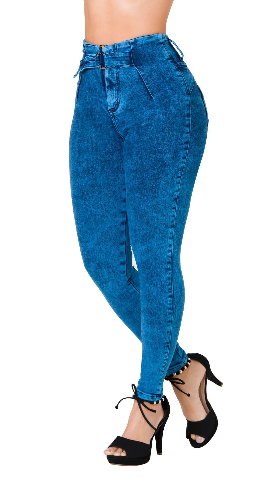 Jeans Levanta Cola de Mujer con Pinzas Tiro Alto Faja Moldean La Cintura  Bota Tobillero Denin Premium Popsugar Pantalones que te hacen mas esbelta y  delgada. Color Azul P-88337 – CAT