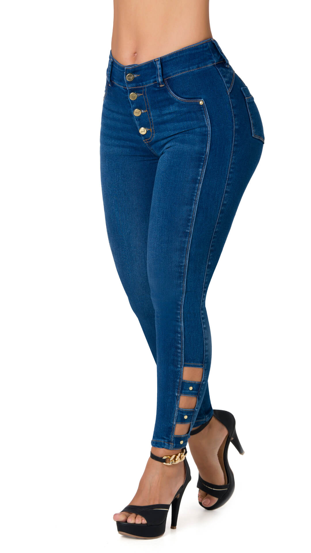 NEW FRX Blue Jeans Size 2 / 26 Trim Shape Butt Lift Stretch Denim Wide Leg  Pants