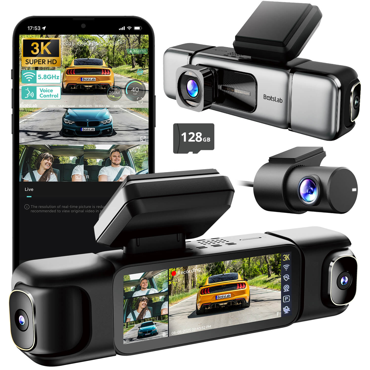 Botslab Dash Cam G980H - 4 Cameras