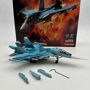 1/100 Scale Russian Su-34 Fullback Fighter Bomber Diecast Model - Metal Display Combat Aircraft - Xclusive Collectibles