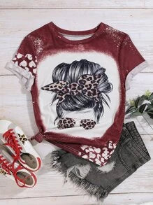 Burgundy Washed Messy Bun Tee Medium - Obsessions Vibes