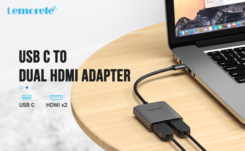 Lemorele USB C to Dual HDMI Adapter 【#TC21】