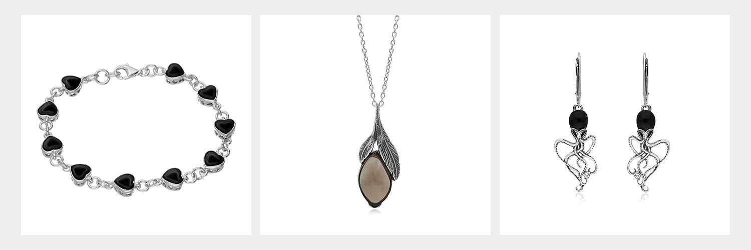 yorkshire jewellery company brown/balck gemstone jewellery