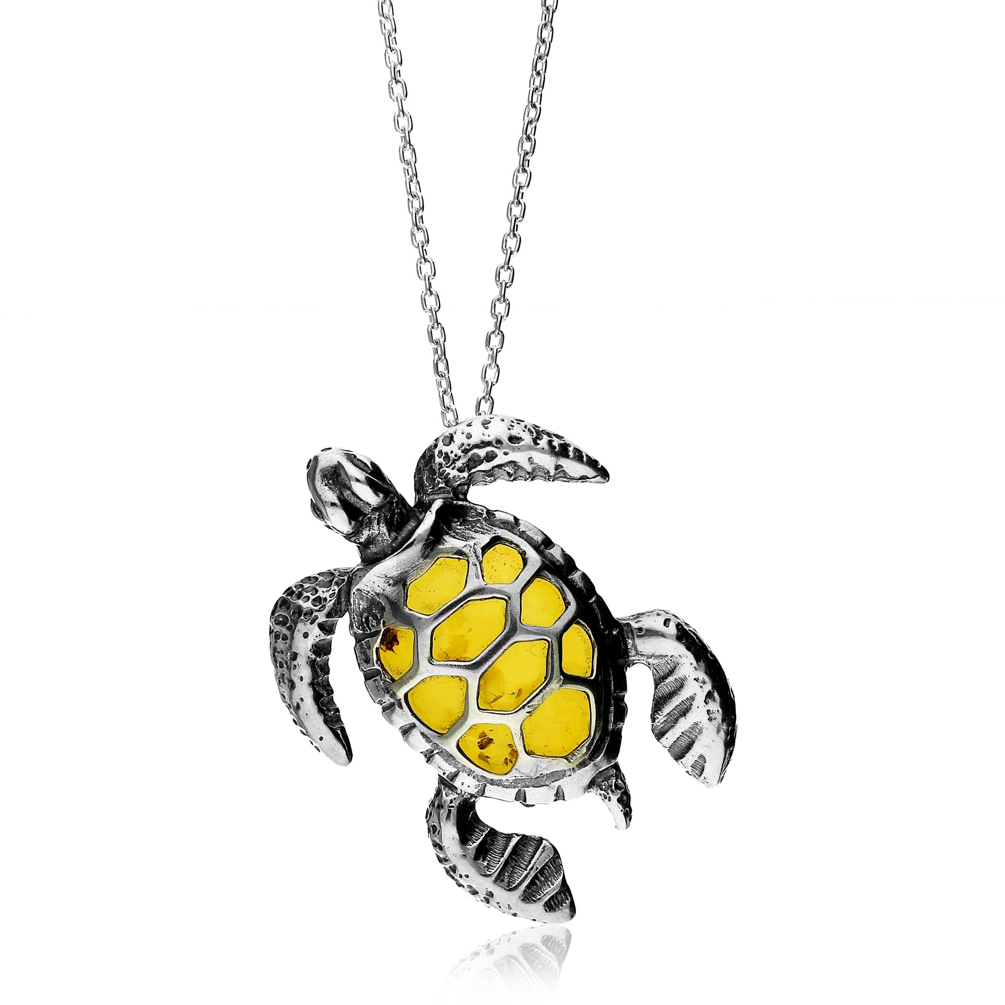 Sterling Silver Amber Backed Turtle Pendant – Yorkshire Jewellery