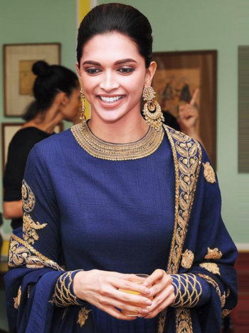 Deepika Padukone With High Neck Kurti Set