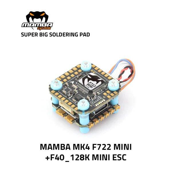 Diatone MAMBA MK4 F722 MINI + F40A 3-6S 128kHz BLHeli_32 Flight Controller Stack - 20x20mm