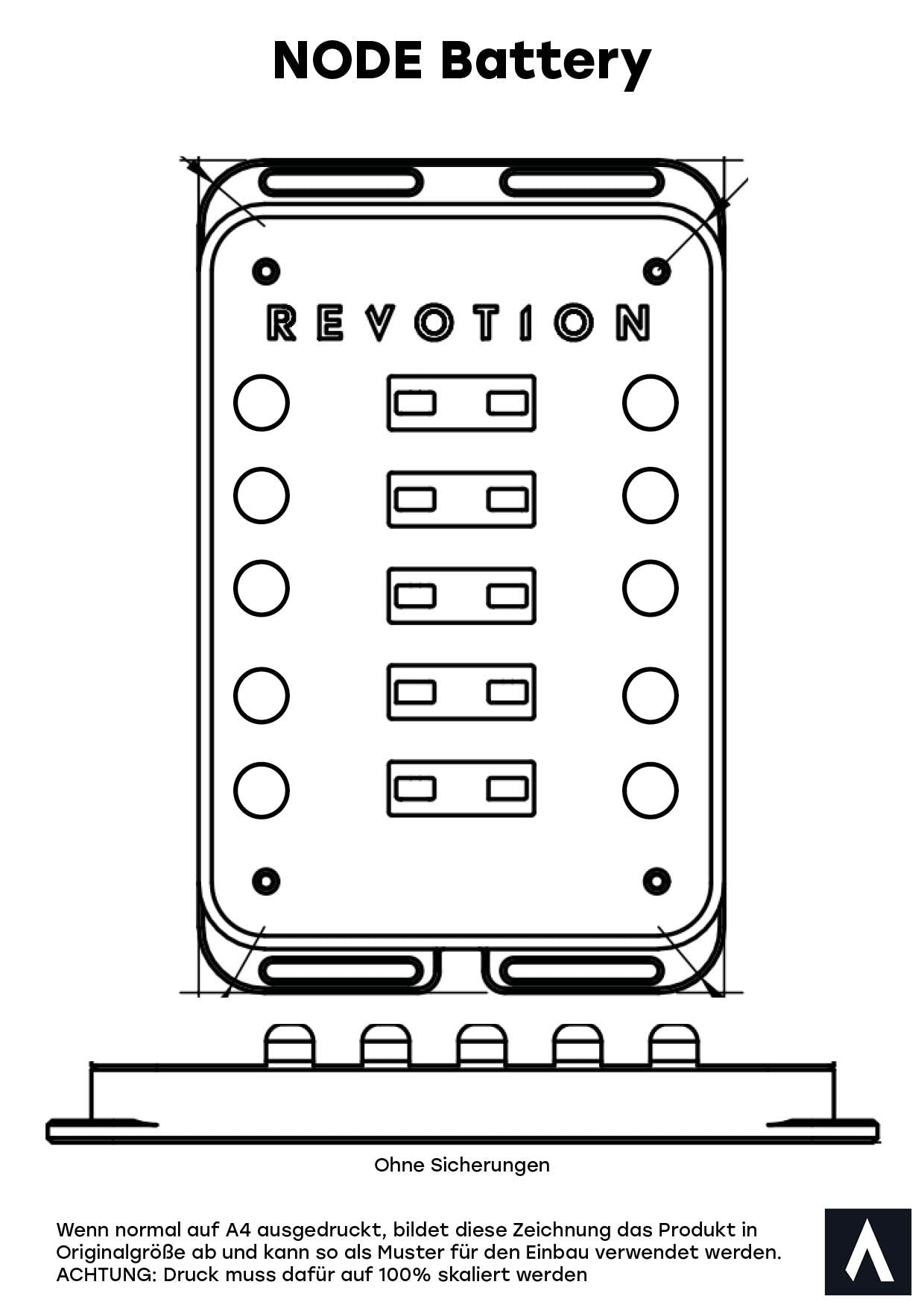 Technical Drawing as print template for revotion node battery