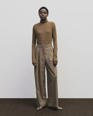 Light Brown Roll Neck Jersey Top - alas eius