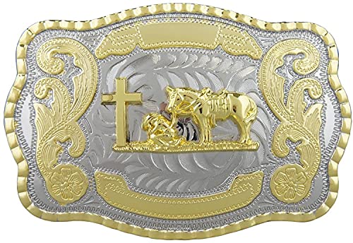 WMG Wear Cowboy Western Rodeo Horse Rider Gold Tone Large Belt Buckles