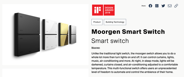 Moorgen IF Design Award Smart Panel