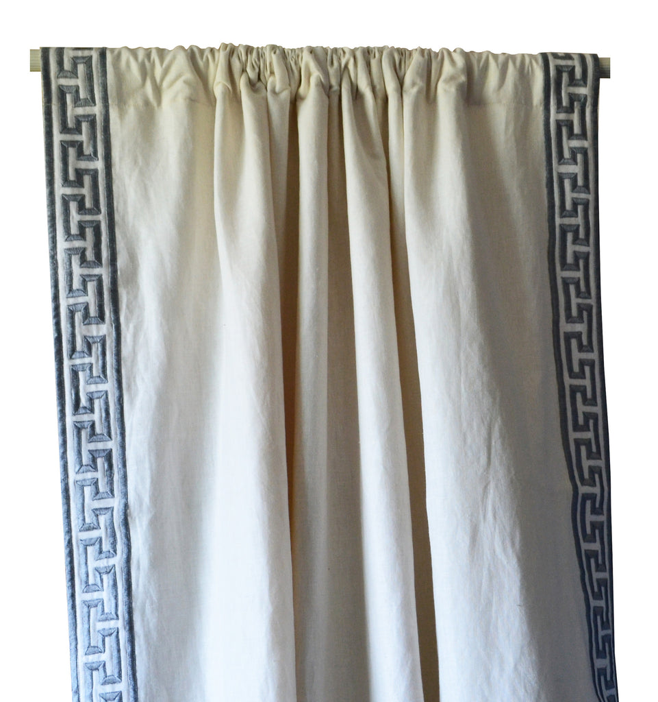 Buy Customizable Greek Key Embroidered Linen Curtains And Drapes Amore Beaut