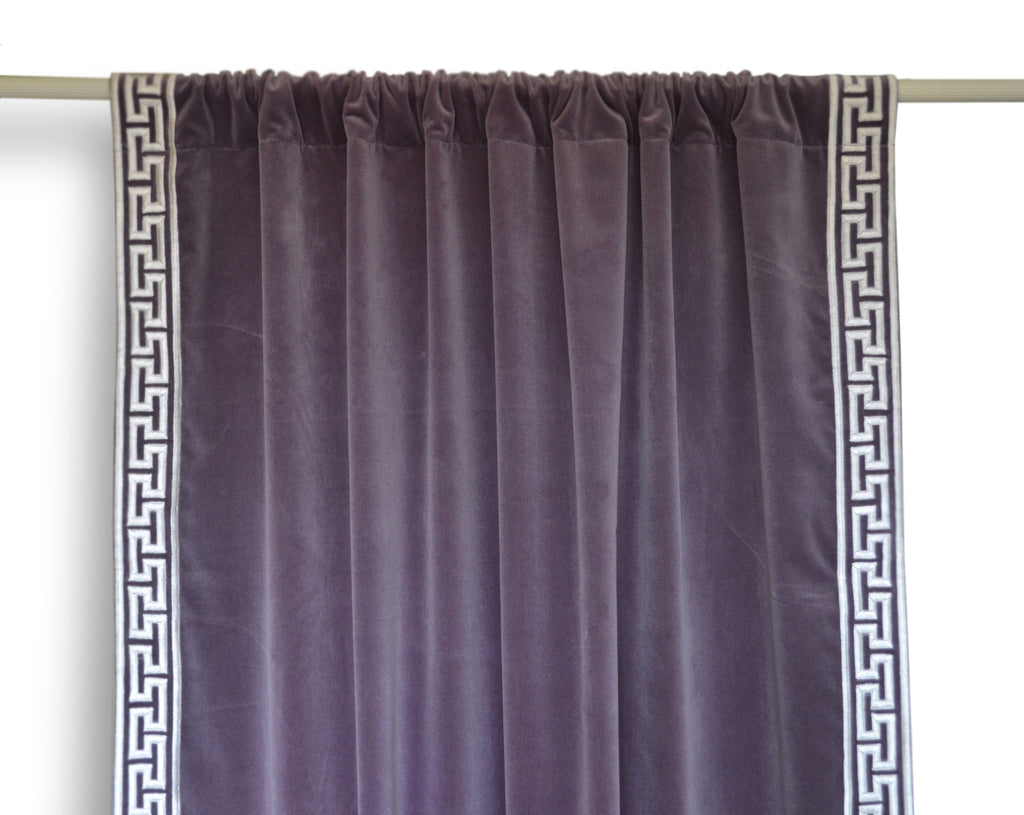 Buy Customizable Luxury Velvet Curtains With Greek Key Embroidery Amore Beaut