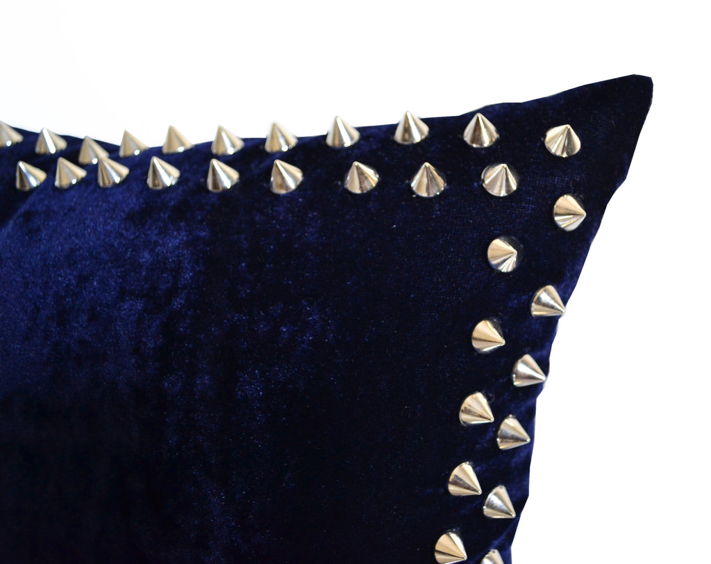 handmade navy blue velvet throw pillow 