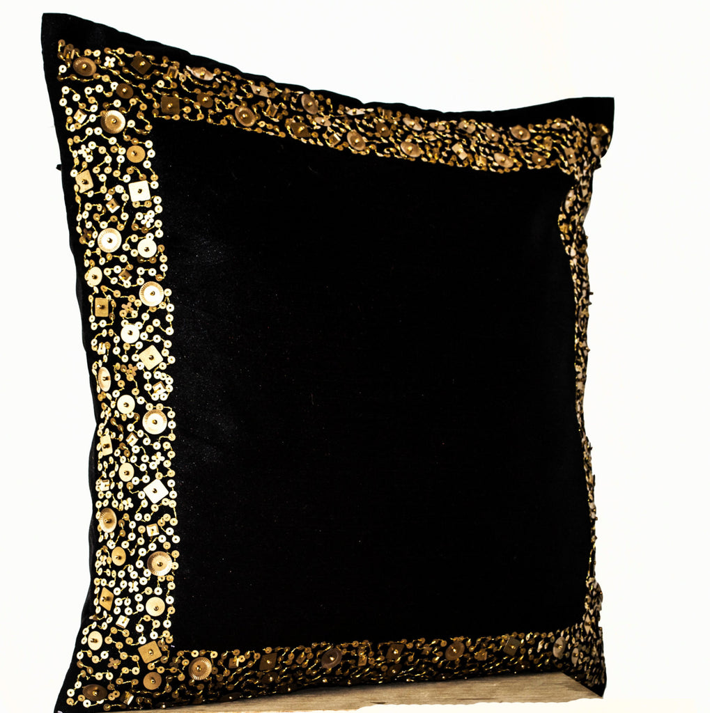 black and gold lumbar pillows