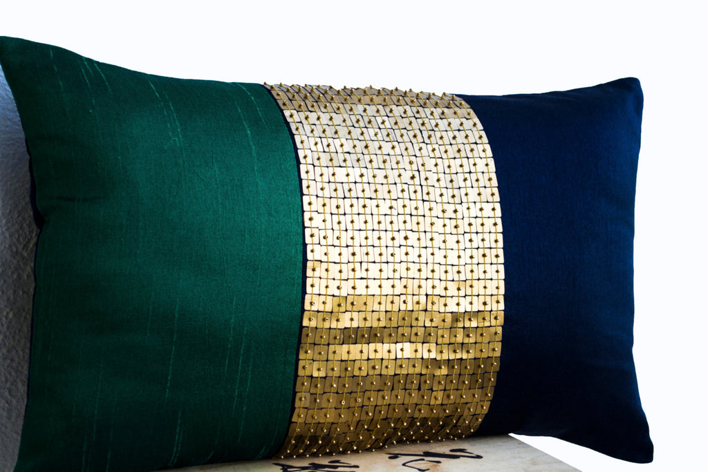 blue and gold throw pillows