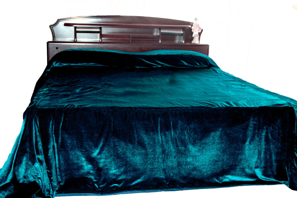 Shop Online For Handcrafted Teal Velvet Bedspread Custom Made Bedding Amore Beaute