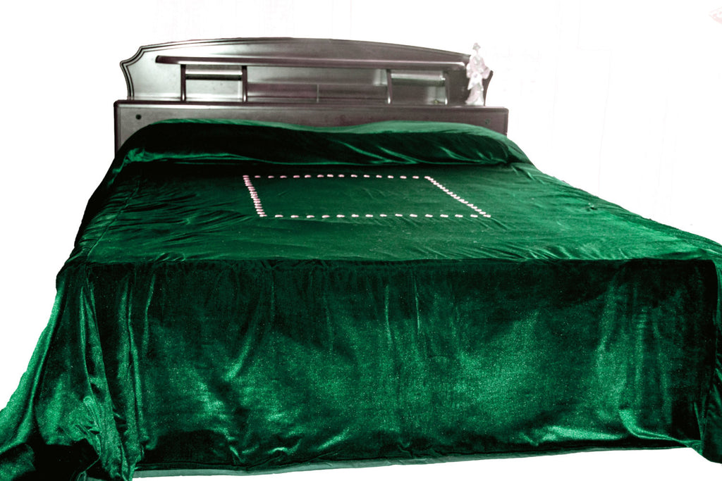 Buy Handmade King Size Bed Covers And Coverlets In Green Velvet