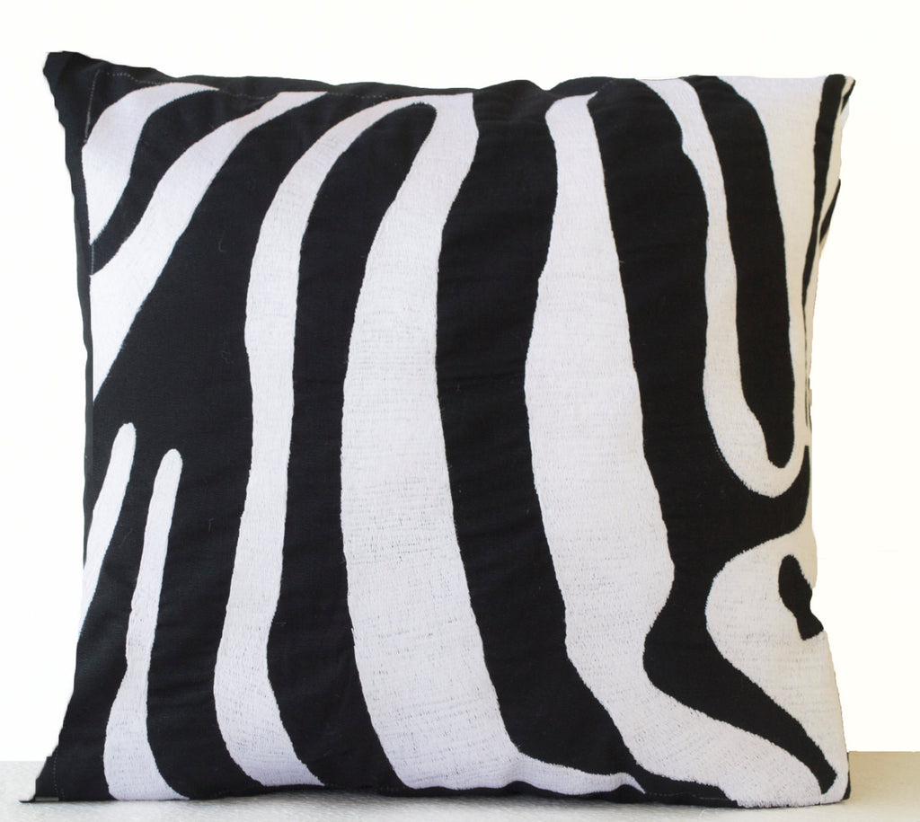 Shop For Handmade Linen Zebra Striped Accent Pillow With