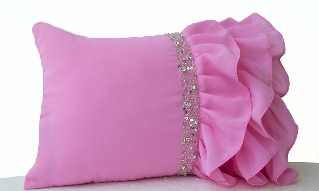pink sequin pillows