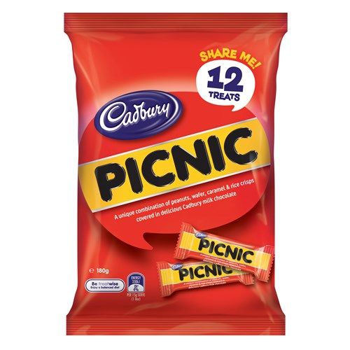 Cadbury Chocolate Bar Share Pack Picnic 12pk 180gn Kiwi Corner Dairy 1105