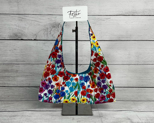 Deep Floral Small Hobo Shoulder Bag - Handmade Handbag - Unique Bag - –  Foster Craft Corner