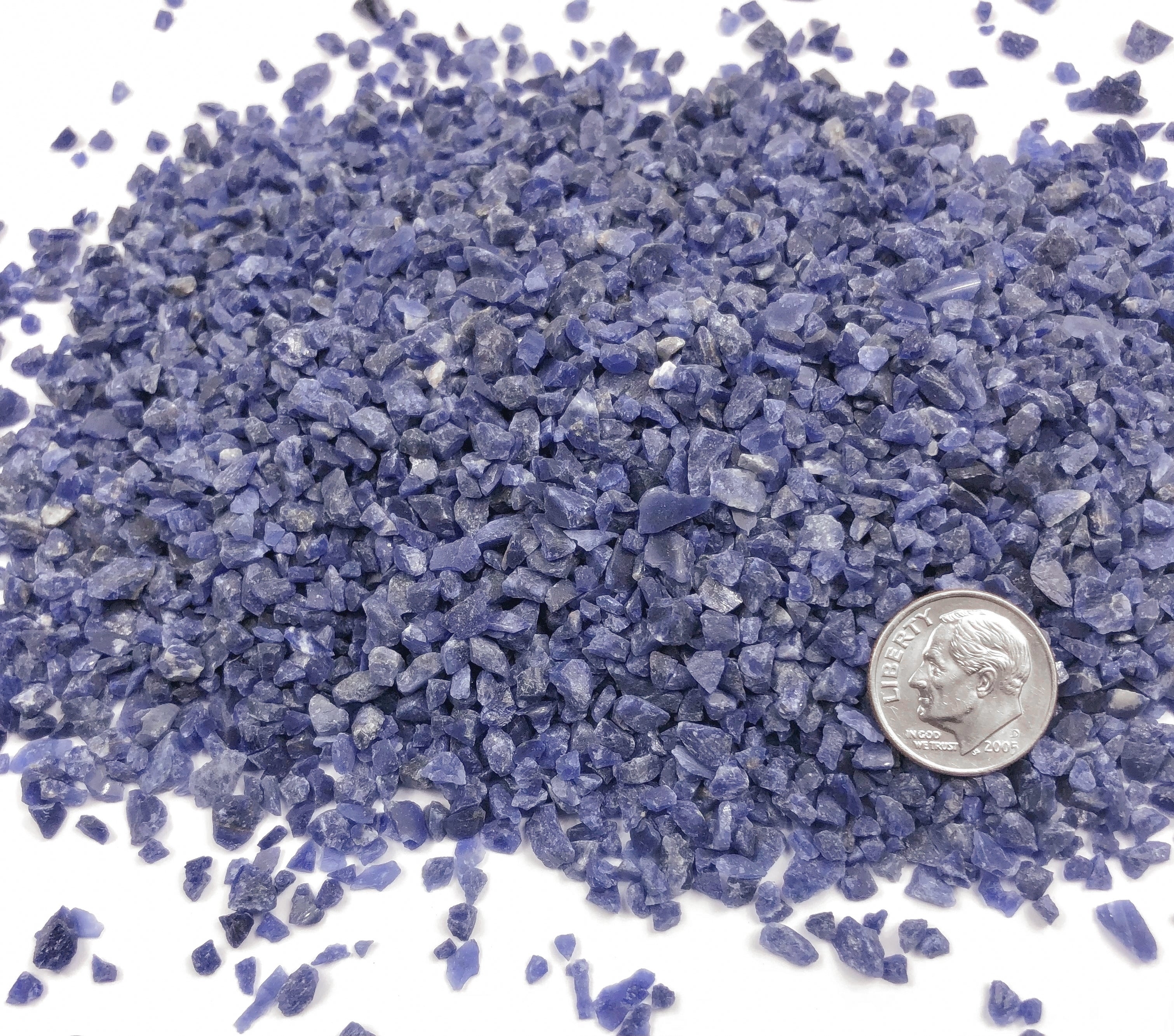 Crushed Royal Blue Sodalite Chips (Grade A) from Brazil, Pea-Sized Gravel (2mm-4mm)