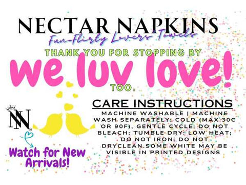 Care instructions nectar napkins xl after sex towels