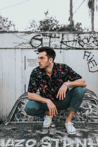 guy wearing floral shirt