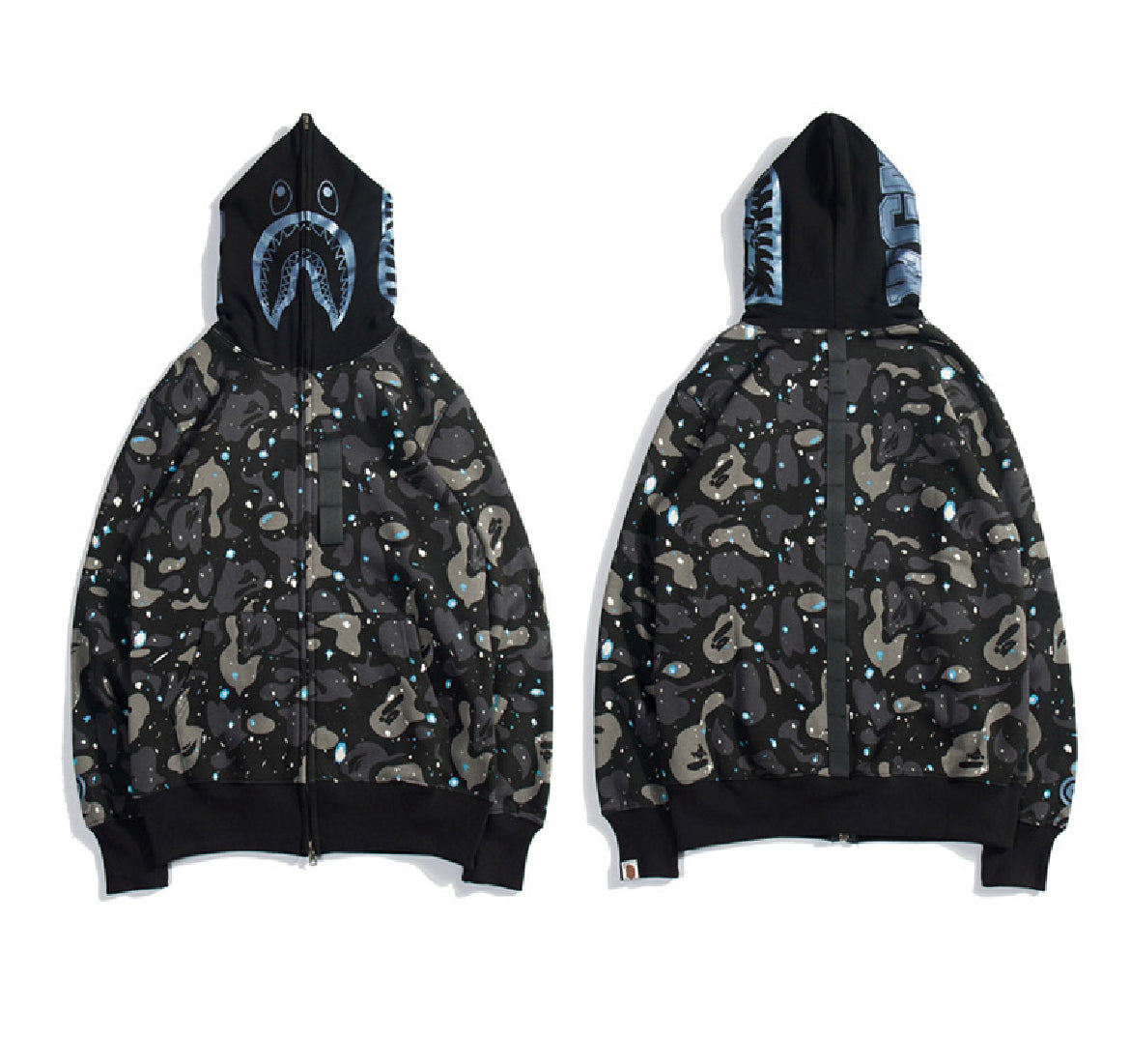 BAPE Color Camo Shark Full Zip Hoodie - Black All Logo – DREEPZY SHOP