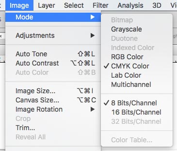 Change RGB to CMYK color mode