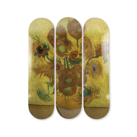 Vincent Van Gogh's Sunflowers skateboard art by the skateroom